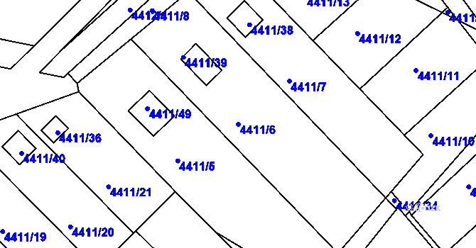 Parcela st. 4411/6 v KÚ Louny, Katastrální mapa
