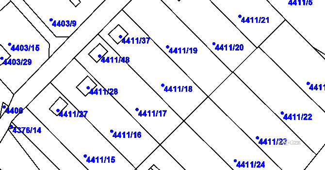 Parcela st. 4411/18 v KÚ Louny, Katastrální mapa