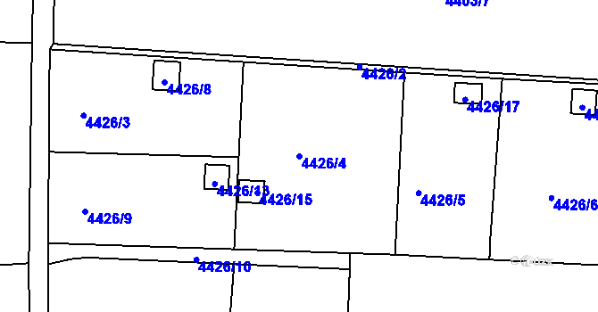 Parcela st. 4426/4 v KÚ Louny, Katastrální mapa