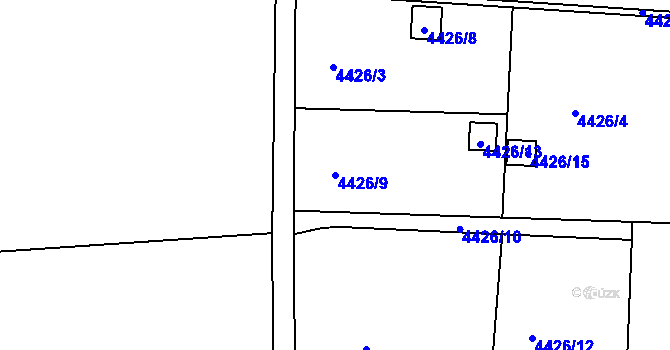 Parcela st. 4426/9 v KÚ Louny, Katastrální mapa