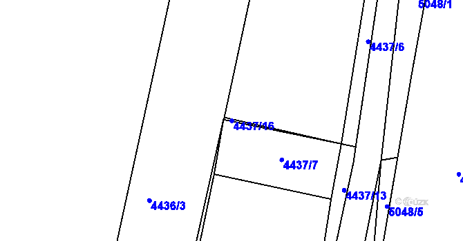 Parcela st. 4437/16 v KÚ Louny, Katastrální mapa