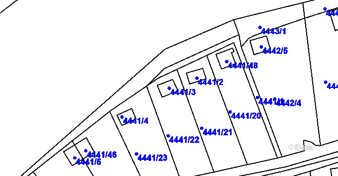 Parcela st. 4441/3 v KÚ Louny, Katastrální mapa