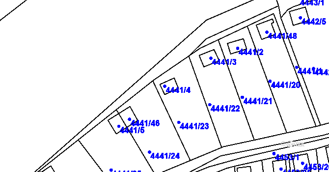 Parcela st. 4441/4 v KÚ Louny, Katastrální mapa