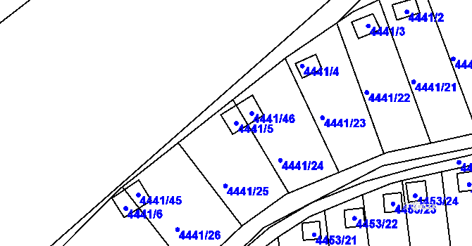 Parcela st. 4441/5 v KÚ Louny, Katastrální mapa