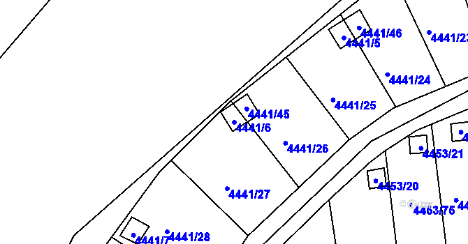 Parcela st. 4441/6 v KÚ Louny, Katastrální mapa
