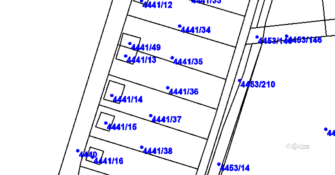 Parcela st. 4441/36 v KÚ Louny, Katastrální mapa