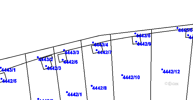 Parcela st. 4442/7 v KÚ Louny, Katastrální mapa