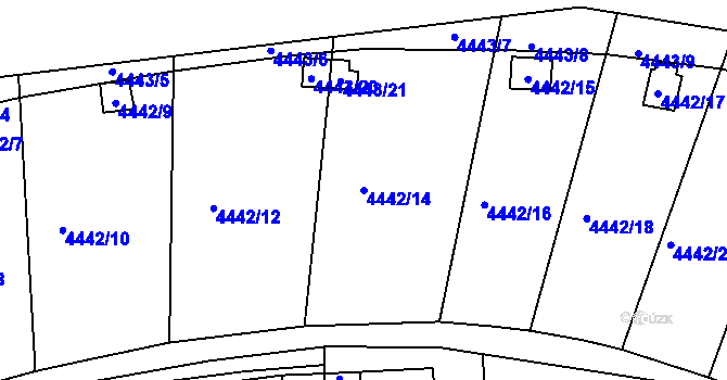 Parcela st. 4442/14 v KÚ Louny, Katastrální mapa