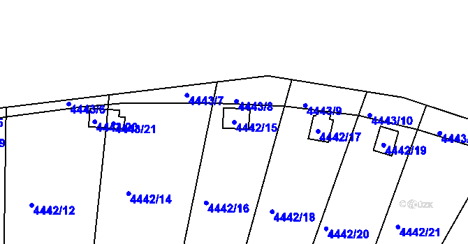 Parcela st. 4442/15 v KÚ Louny, Katastrální mapa