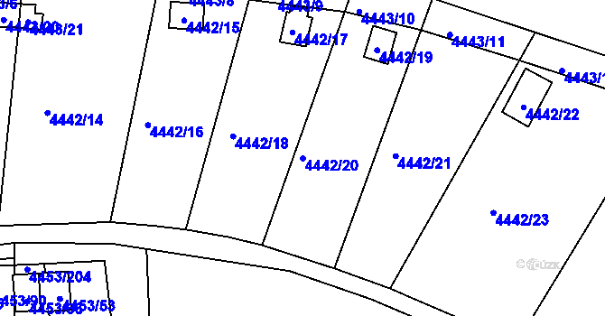 Parcela st. 4442/20 v KÚ Louny, Katastrální mapa