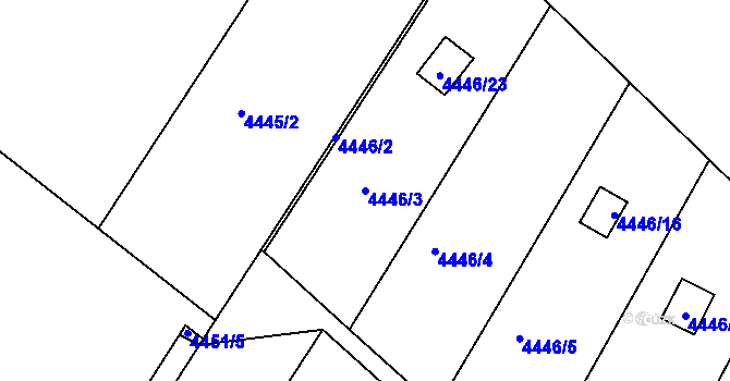 Parcela st. 4446/3 v KÚ Louny, Katastrální mapa