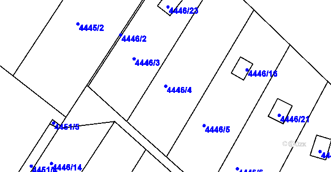 Parcela st. 4446/4 v KÚ Louny, Katastrální mapa