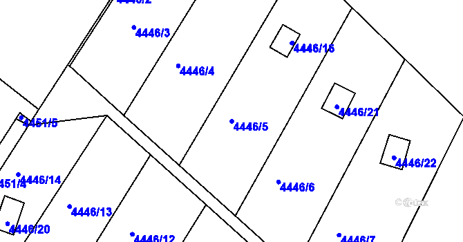 Parcela st. 4446/5 v KÚ Louny, Katastrální mapa