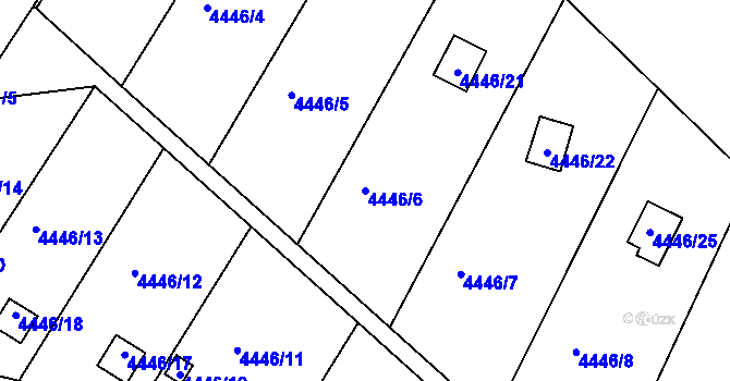 Parcela st. 4446/6 v KÚ Louny, Katastrální mapa