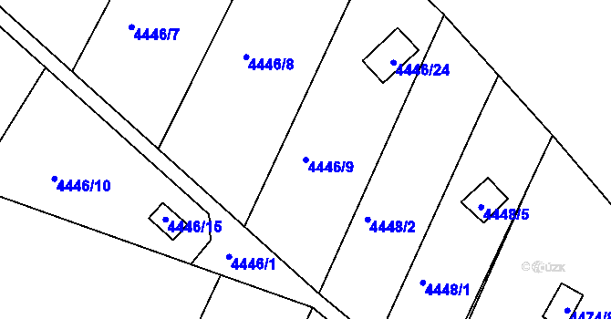 Parcela st. 4446/9 v KÚ Louny, Katastrální mapa