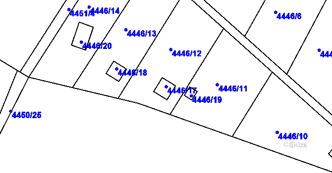 Parcela st. 4446/17 v KÚ Louny, Katastrální mapa