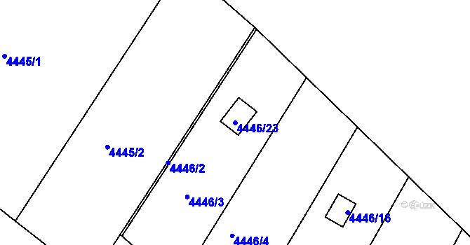 Parcela st. 4446/23 v KÚ Louny, Katastrální mapa