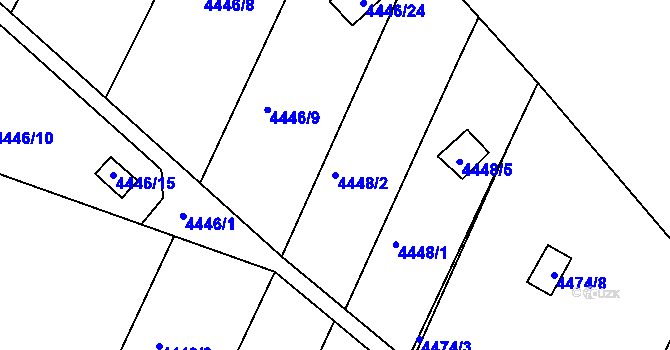 Parcela st. 4448/2 v KÚ Louny, Katastrální mapa