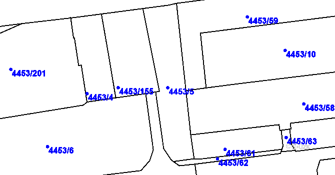 Parcela st. 4453/5 v KÚ Louny, Katastrální mapa