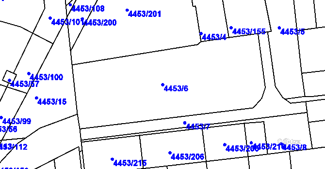 Parcela st. 4453/6 v KÚ Louny, Katastrální mapa