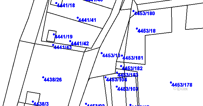 Parcela st. 4453/13 v KÚ Louny, Katastrální mapa