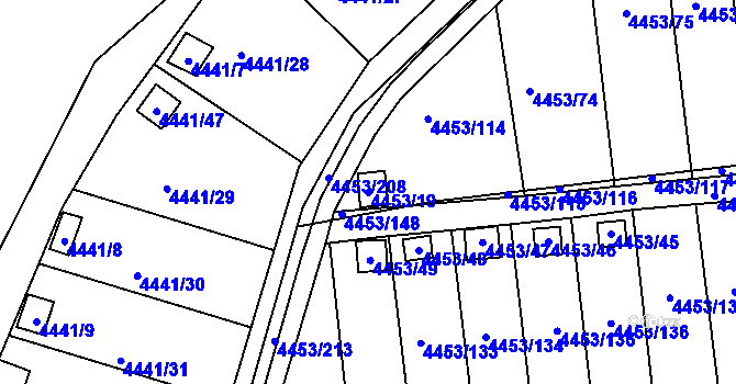Parcela st. 4453/19 v KÚ Louny, Katastrální mapa