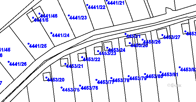 Parcela st. 4453/23 v KÚ Louny, Katastrální mapa