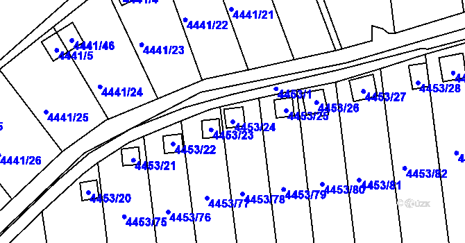 Parcela st. 4453/24 v KÚ Louny, Katastrální mapa
