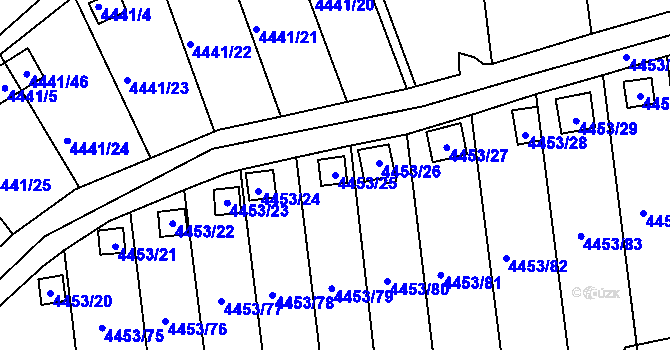 Parcela st. 4453/25 v KÚ Louny, Katastrální mapa