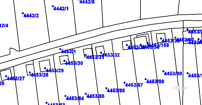 Parcela st. 4453/32 v KÚ Louny, Katastrální mapa