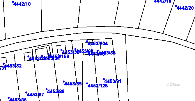 Parcela st. 4453/53 v KÚ Louny, Katastrální mapa