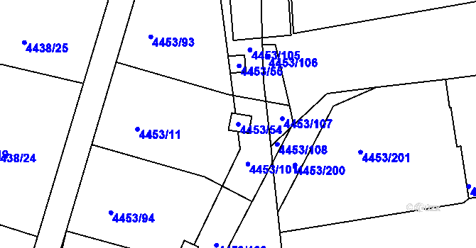Parcela st. 4453/54 v KÚ Louny, Katastrální mapa