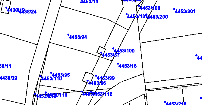 Parcela st. 4453/57 v KÚ Louny, Katastrální mapa