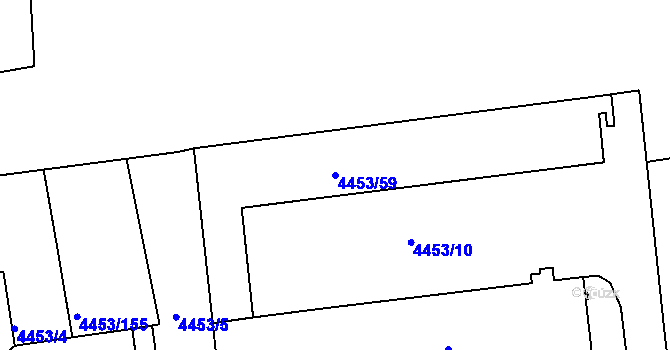 Parcela st. 4453/59 v KÚ Louny, Katastrální mapa