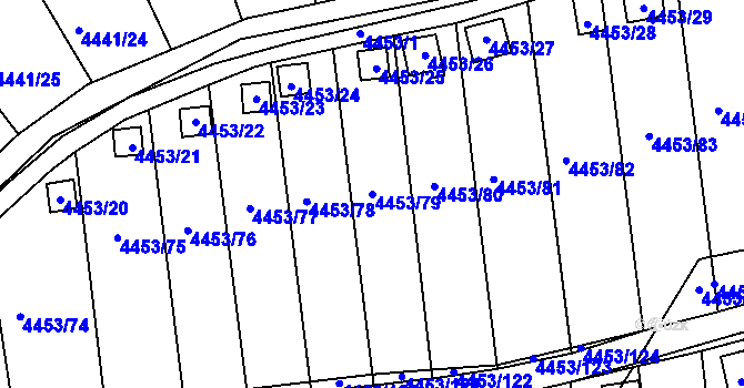 Parcela st. 4453/79 v KÚ Louny, Katastrální mapa
