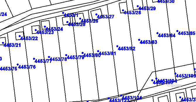 Parcela st. 4453/81 v KÚ Louny, Katastrální mapa