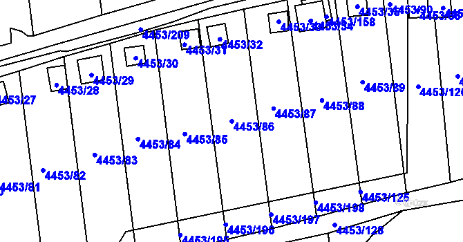 Parcela st. 4453/86 v KÚ Louny, Katastrální mapa