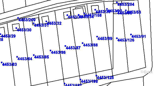 Parcela st. 4453/88 v KÚ Louny, Katastrální mapa