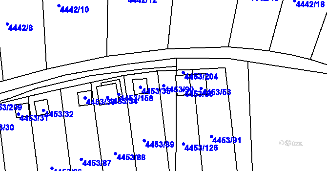 Parcela st. 4453/90 v KÚ Louny, Katastrální mapa