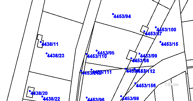 Parcela st. 4453/95 v KÚ Louny, Katastrální mapa