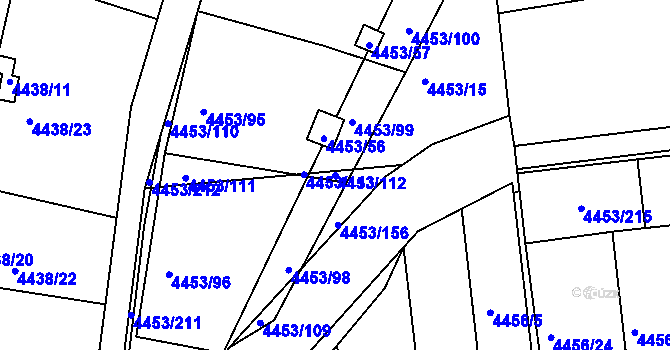 Parcela st. 4453/112 v KÚ Louny, Katastrální mapa
