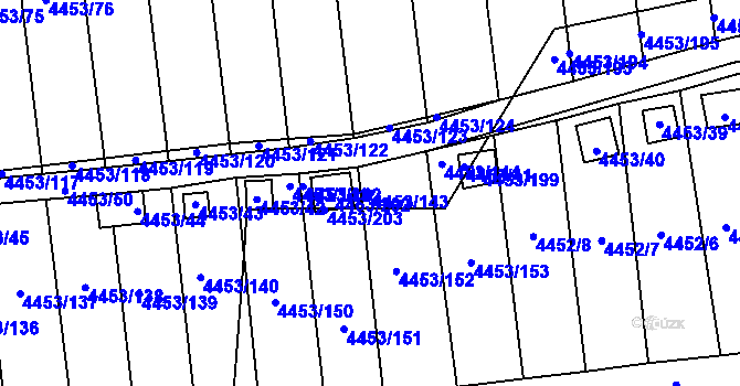 Parcela st. 4453/143 v KÚ Louny, Katastrální mapa
