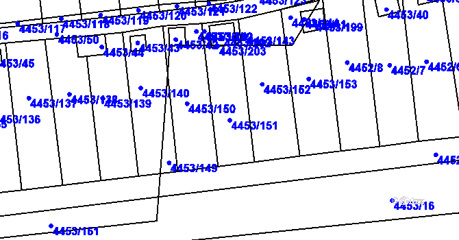 Parcela st. 4453/151 v KÚ Louny, Katastrální mapa