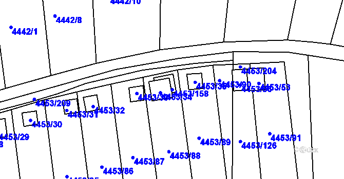 Parcela st. 4453/158 v KÚ Louny, Katastrální mapa