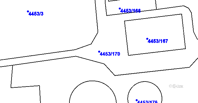 Parcela st. 4453/170 v KÚ Louny, Katastrální mapa