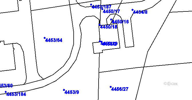 Parcela st. 4453/189 v KÚ Louny, Katastrální mapa