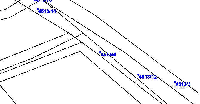 Parcela st. 4513/4 v KÚ Louny, Katastrální mapa