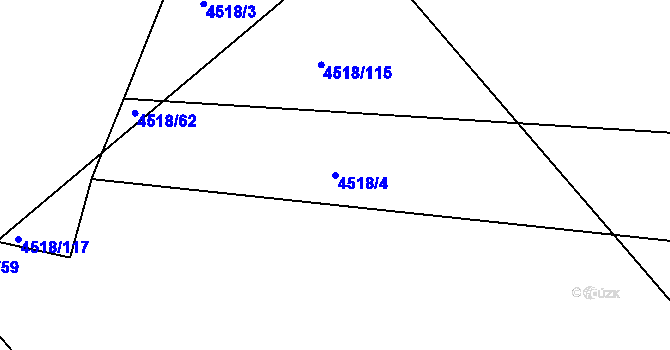 Parcela st. 4518/4 v KÚ Louny, Katastrální mapa