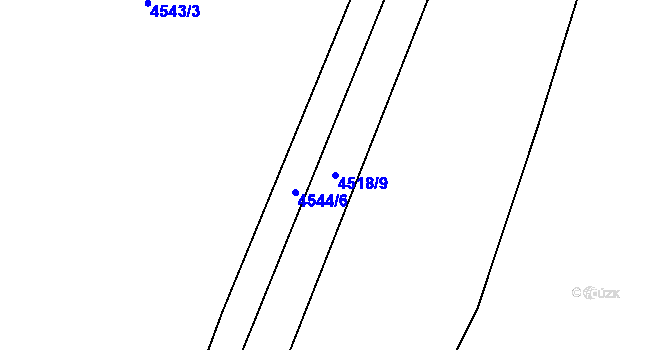 Parcela st. 4518/9 v KÚ Louny, Katastrální mapa