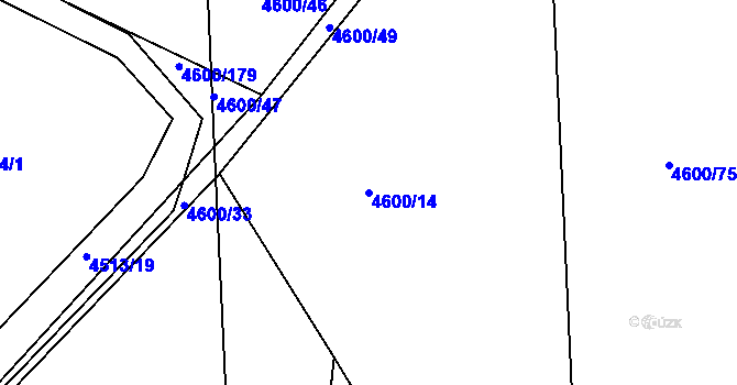 Parcela st. 4600/14 v KÚ Louny, Katastrální mapa